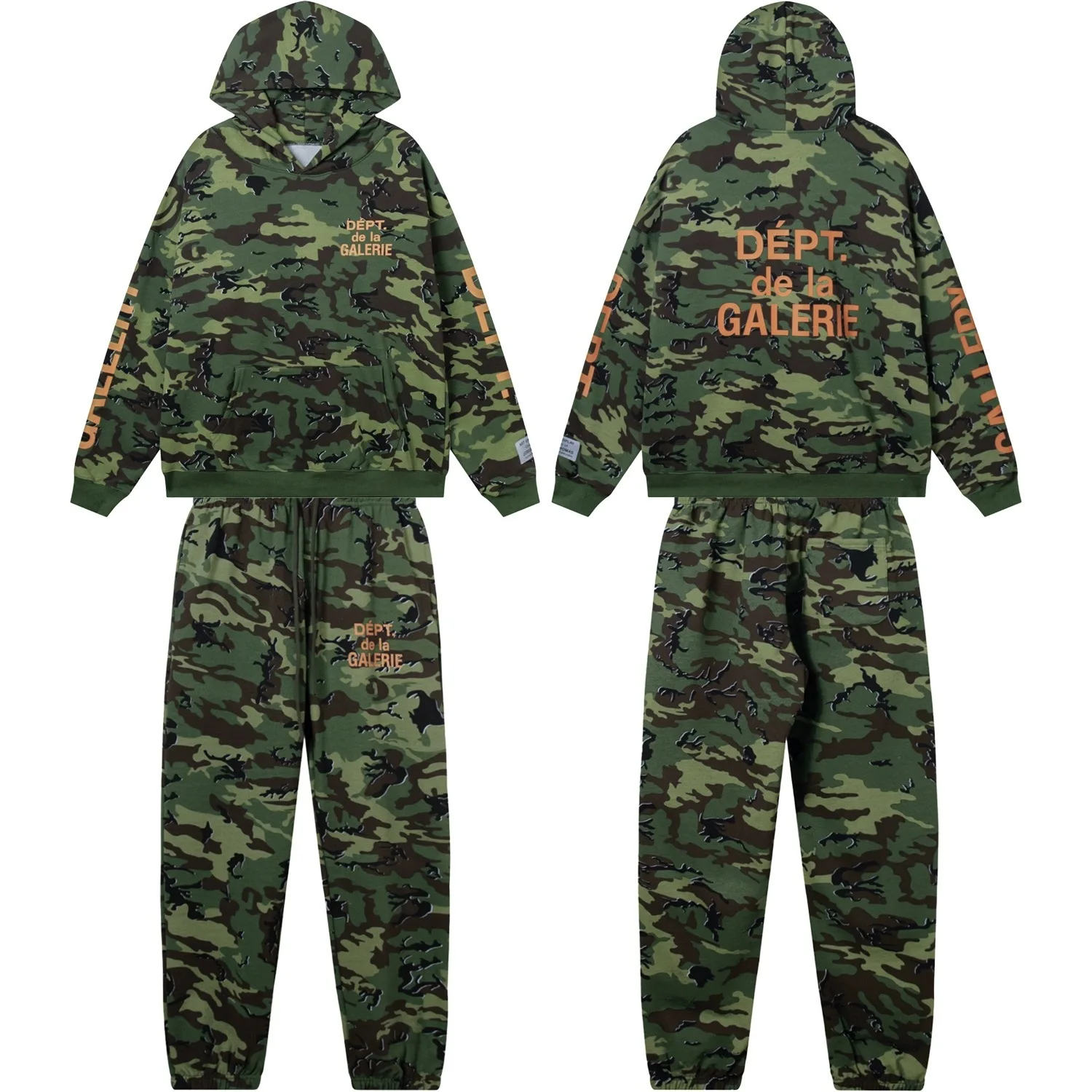 

Basic French Slogan Printed Loose Hoodie American Casual Long Pants Camouflage Set Comfortable Autumn Wear Long Sleeve