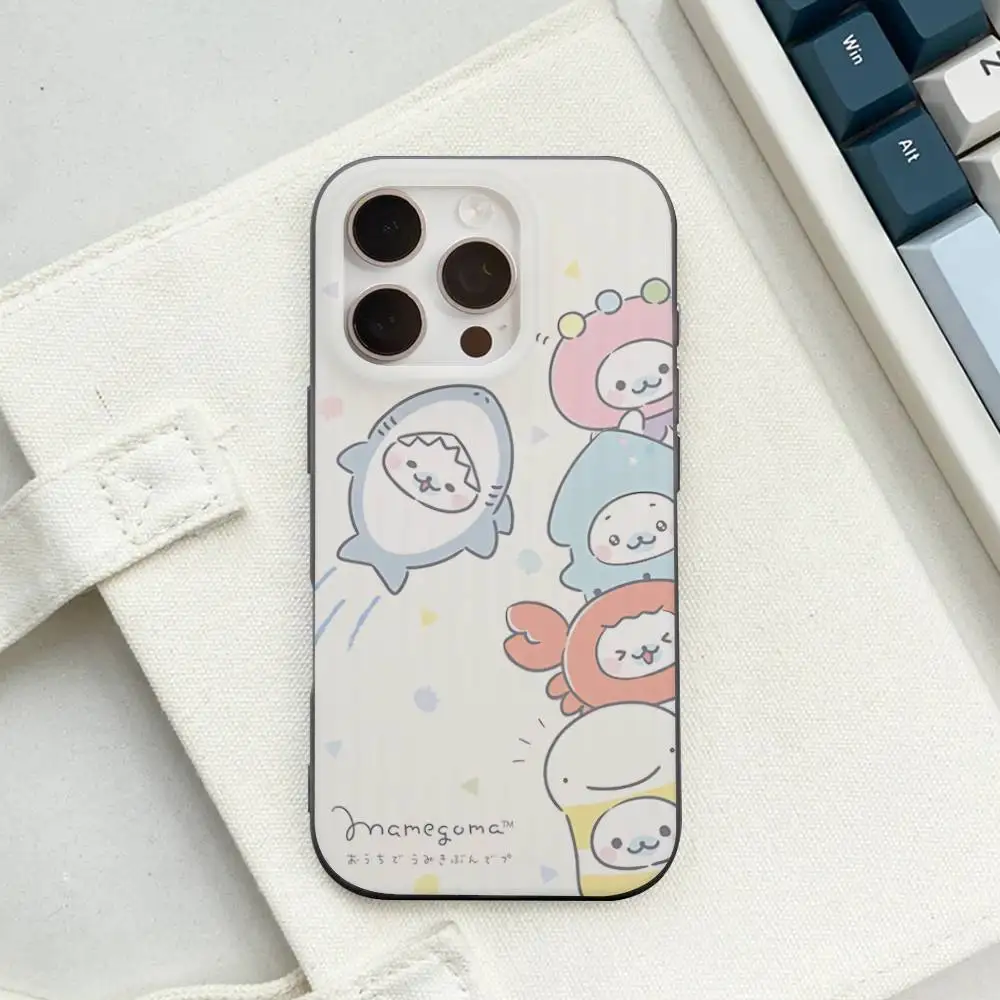 Милый мультяшный чехол Kawaii M-MamegomaS для iPhone 17 16 15 14 Plus 11 12 13 Pro Max, противоударный, с мягкой задней крышкой