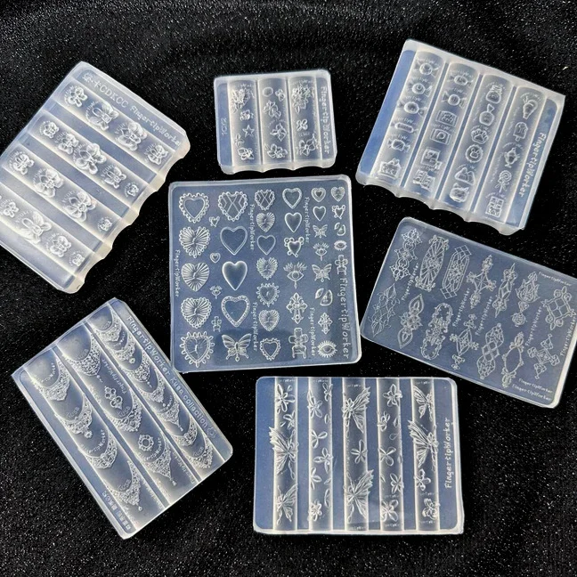 【ZYAL-1】Baroque Heart French Necklace Butterfly Flower 3D Acrylic Nail Mold DIY Nail Art Decoration Manicure Template