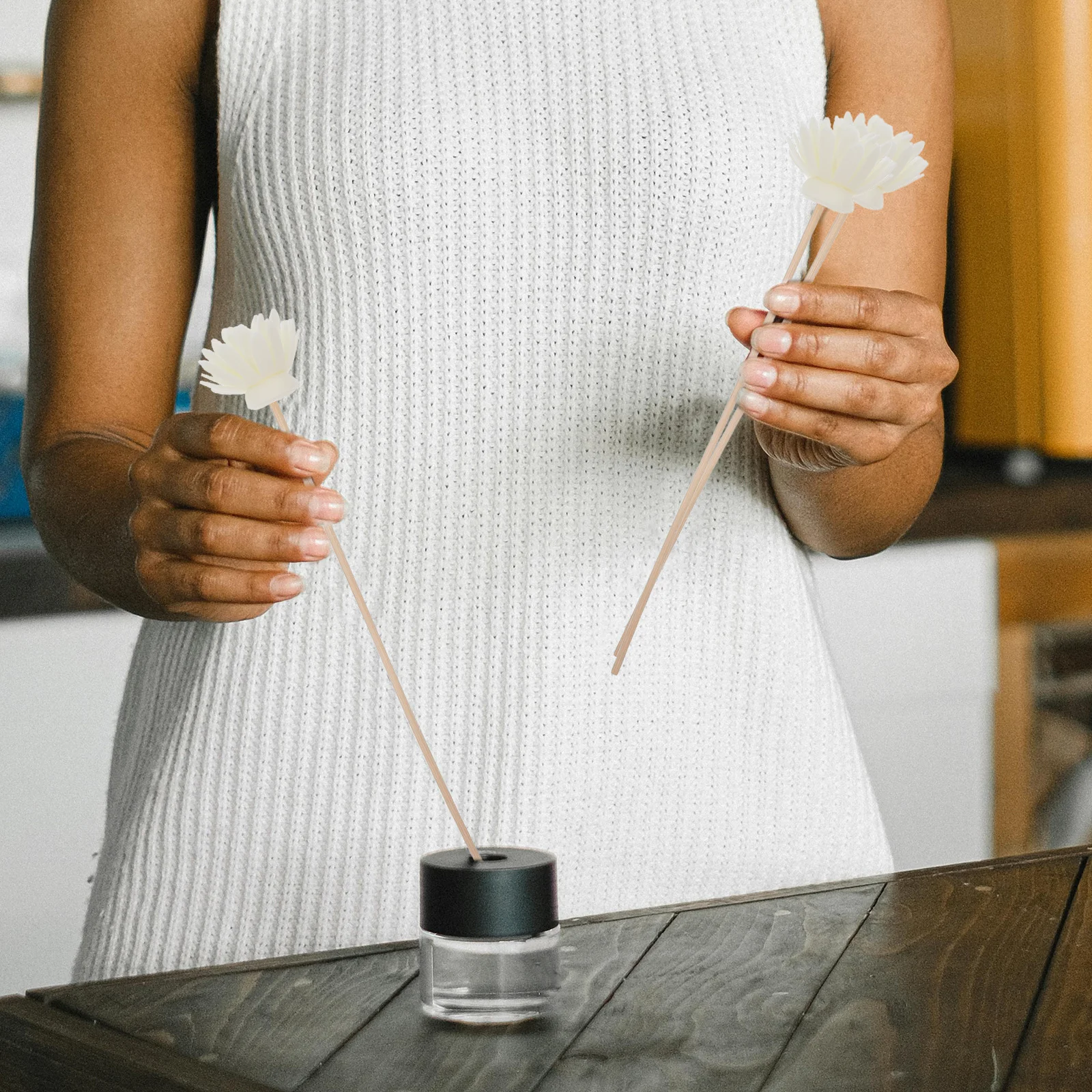 

30Pcs White Artificial Flower Rattan Aroma Diffuser Sticks Natural Fragrance Home Decor Essential Oil Accessories