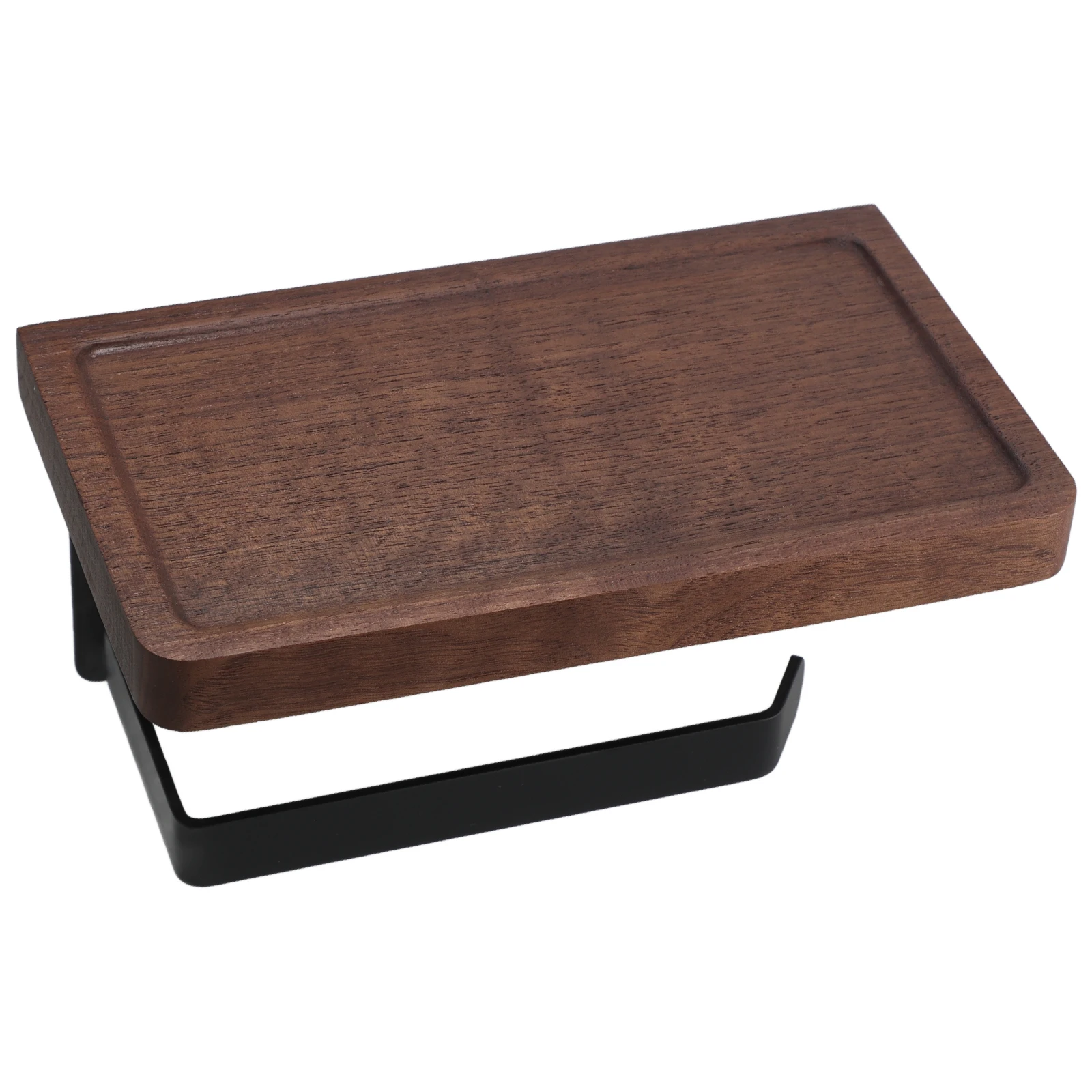 

Solid Wood Storage Rack Black Walnut Toilet Paper Tissue Holder Shelf Wall Mounted Bathroom Kitchen Hand Towel Roll Rack