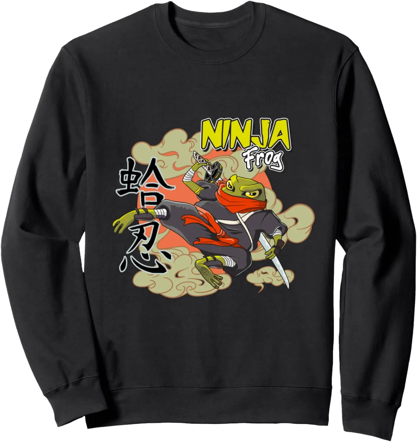 cute Japanese frog in ninja costume with a ninja sword Sweatshirt