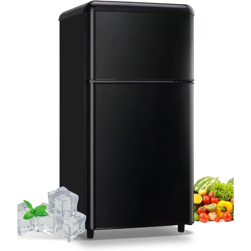 

3.5 Cu.Ft Mini Fridge with Freezer, 2 Door Refrigerator with 7 TEMP Modes, Removable Shelves & LED Lights, Compact Refrigerator