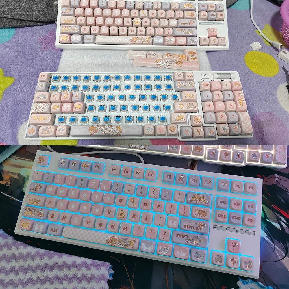 Custom PBT Keycaps Cardcaptor Sakura Anime Keycaps Cherry Profile MX Mechanical Keyboard Gaming Keycap DIY Dye Sublimation Caps