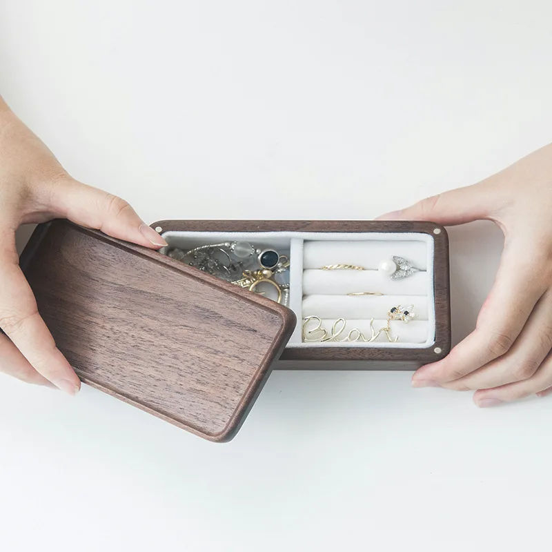 New Wood Jewelry Box Travel Ring Box Earring Rings Box Jewelry Organizer Box Mini Jewelry Gift Packaging Box Necklace Package