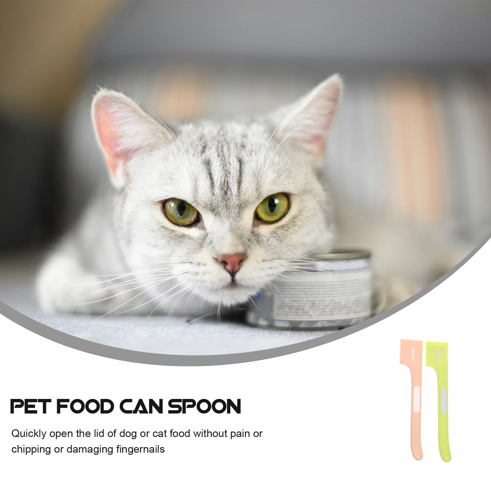 

2pcs Canned Pet Food Can Spoon Cat Feeding Tool Durable Lever Design Handheld Scoop For Wet Dry Food Mixing Spoon Pet Supplies