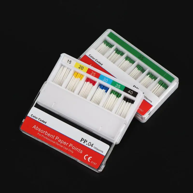 Hot Sale 15/20/25/30/35/40# Disposable Dental Absorbent Paper Points Disposable Guttahanger Taper For Dental Endodontics Use