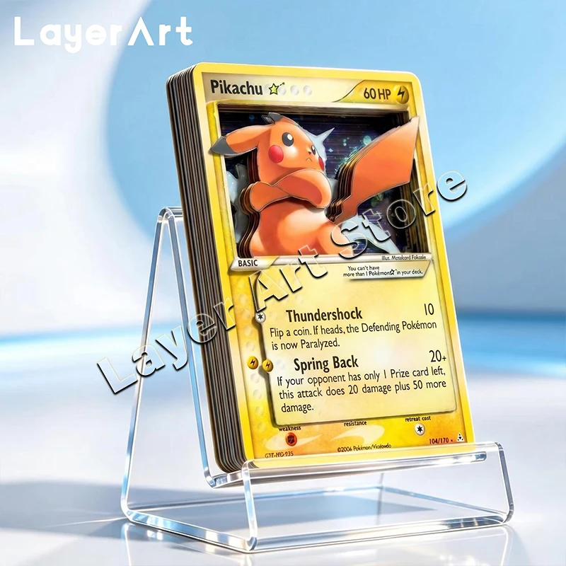 carta-3d-pokemon-stratificata-pikachu-star-104-170-replica-stereo-carta-da-collezione-giocattoli-fai-da-te-fatti-a-mano