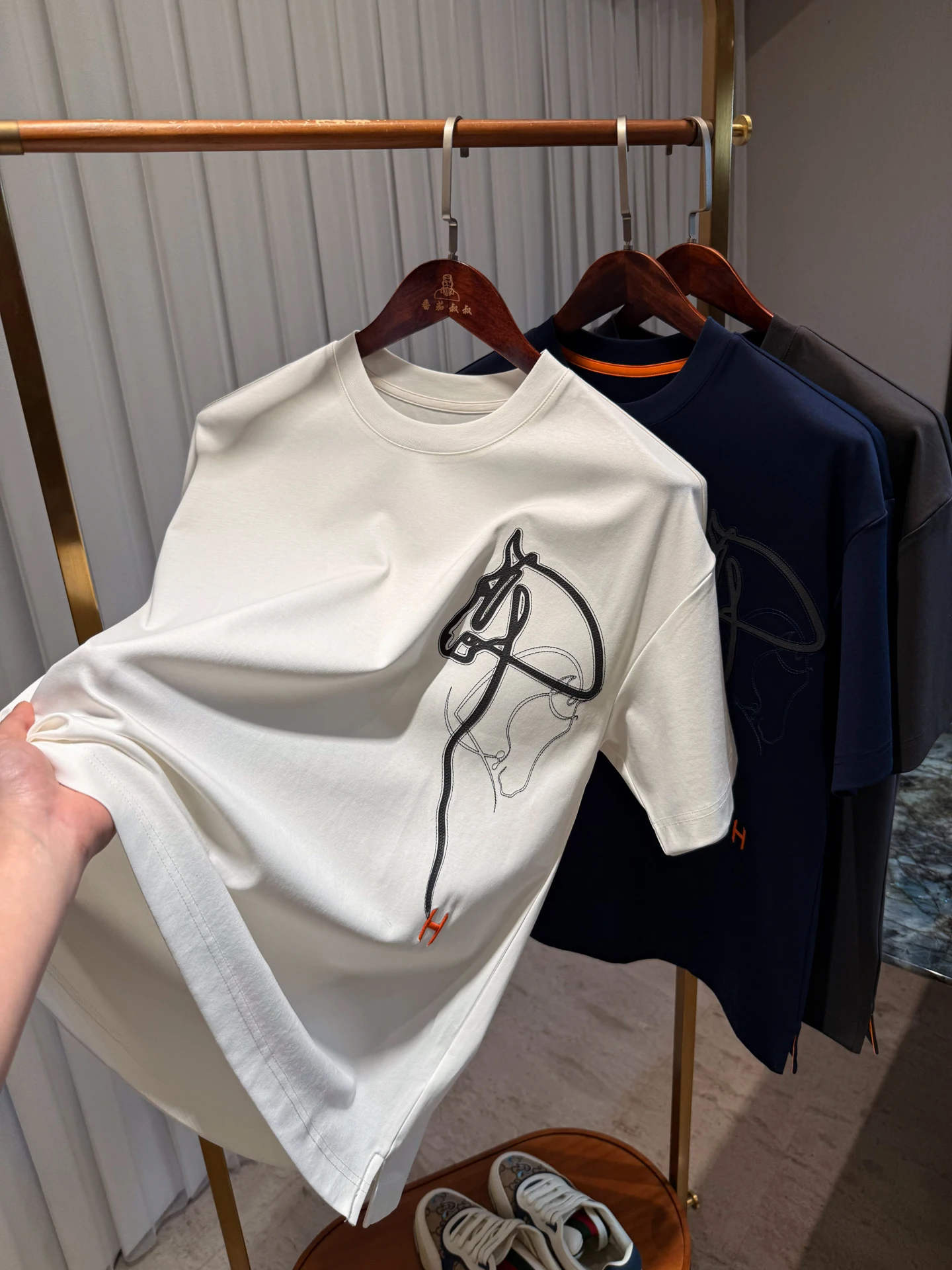 

Leather Patchwork Cotton Summer Comfortable Smooth High Quali Men's Casual Loose ort Sve T-irt