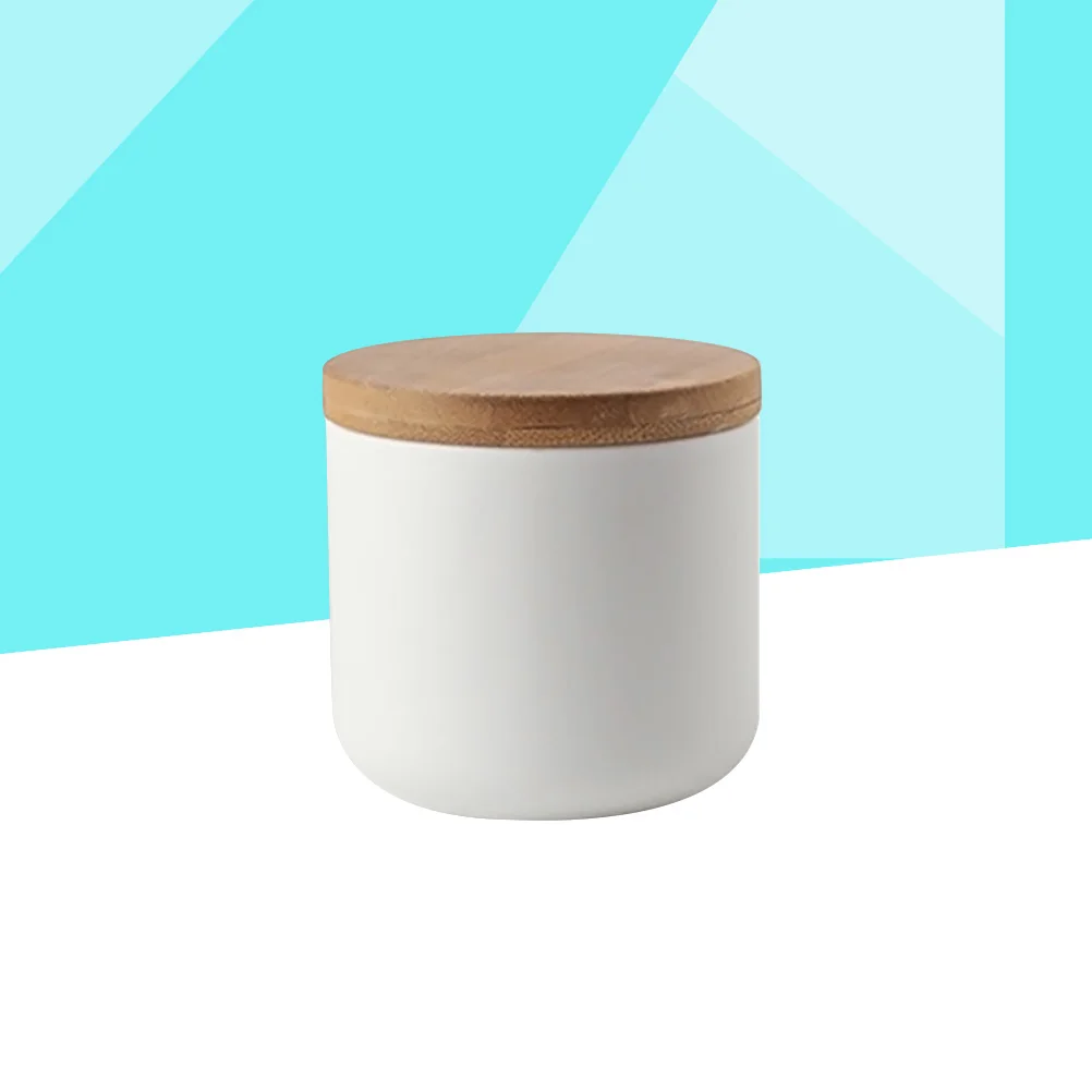 

Ceramic Storage Jars Airtight Food Containers Sealed Canisters Wooden Lid High Grade Ceramic Tea Jar Preservation