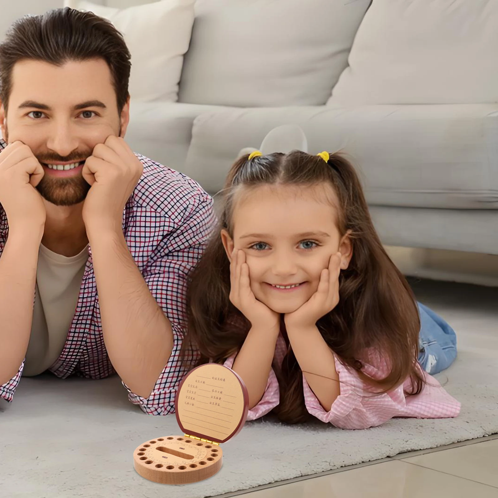 

Wooden Baby Tooth Storage Box Kids Keepsake Organizer Natural Lost Teeth Collector Lid Multifunctional Fetal Hair