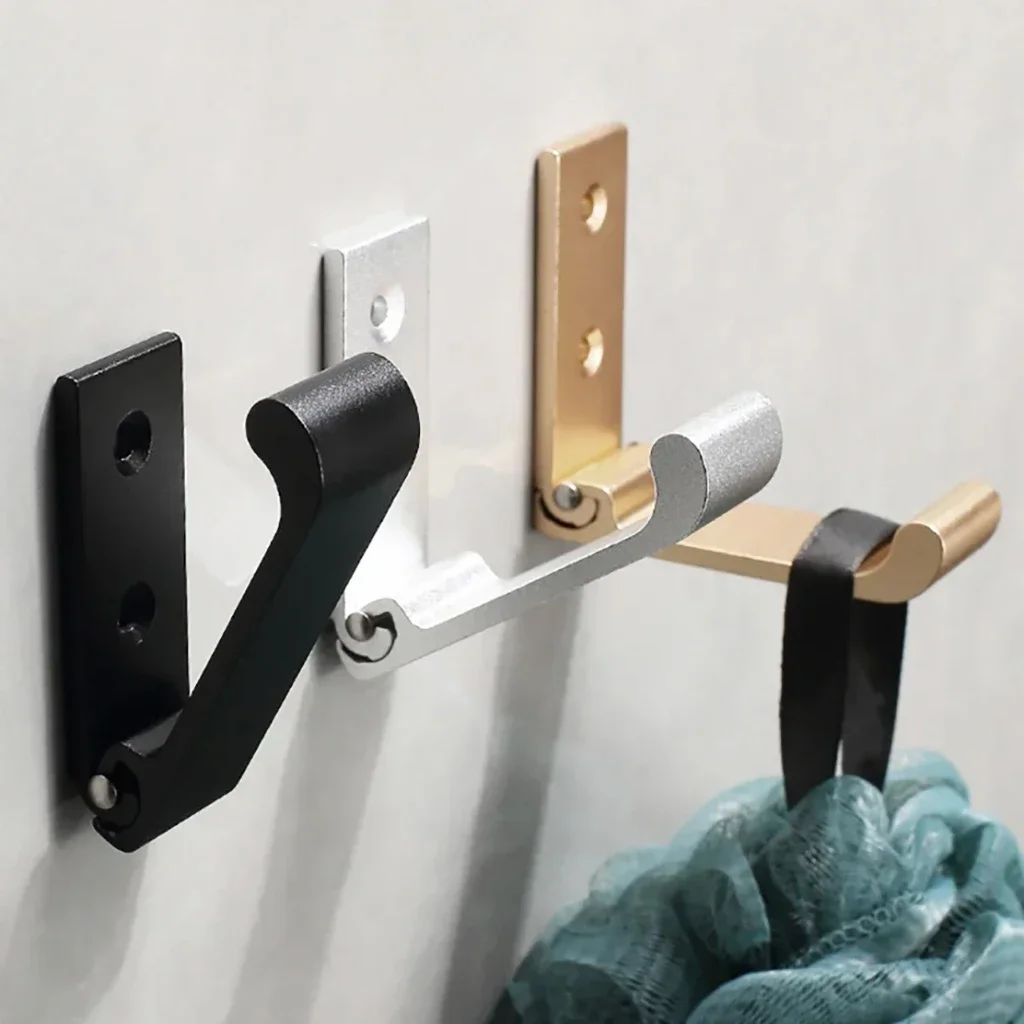 Ganchos plegables para abrigos, ganchos de pared de aluminio resistentes, perchas montadas en la pared para dormitorio y baño, para colgar abrigos, toallas y batas, 1 Uds.