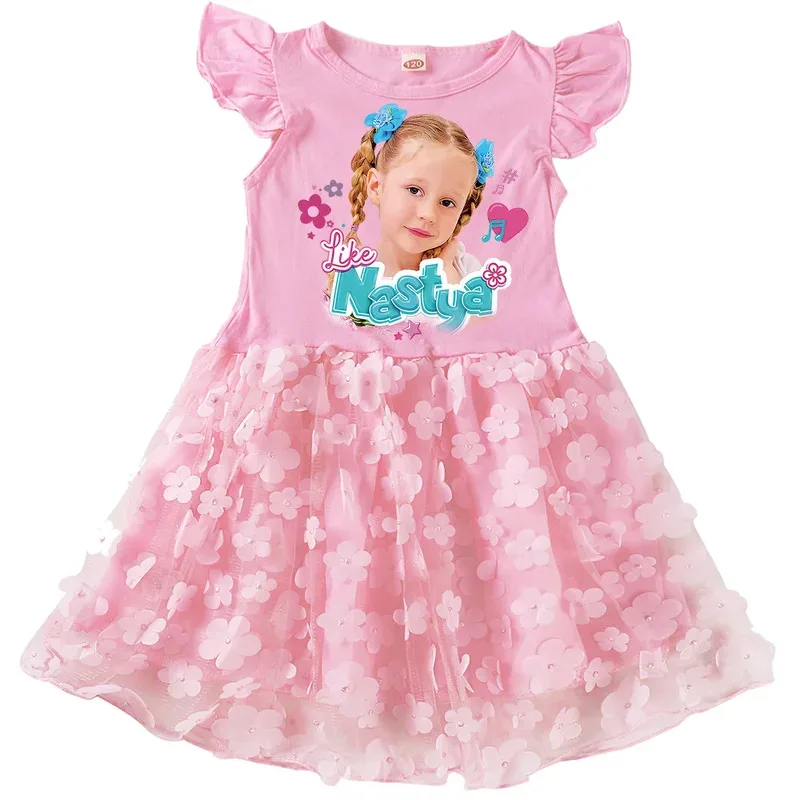

2025 New Cosplay Dance Like Nastya Show 2-16 Years Clothes Baby Girls Sleeveless Casual Dresses with Small Bag Kids Cartoon Wedd