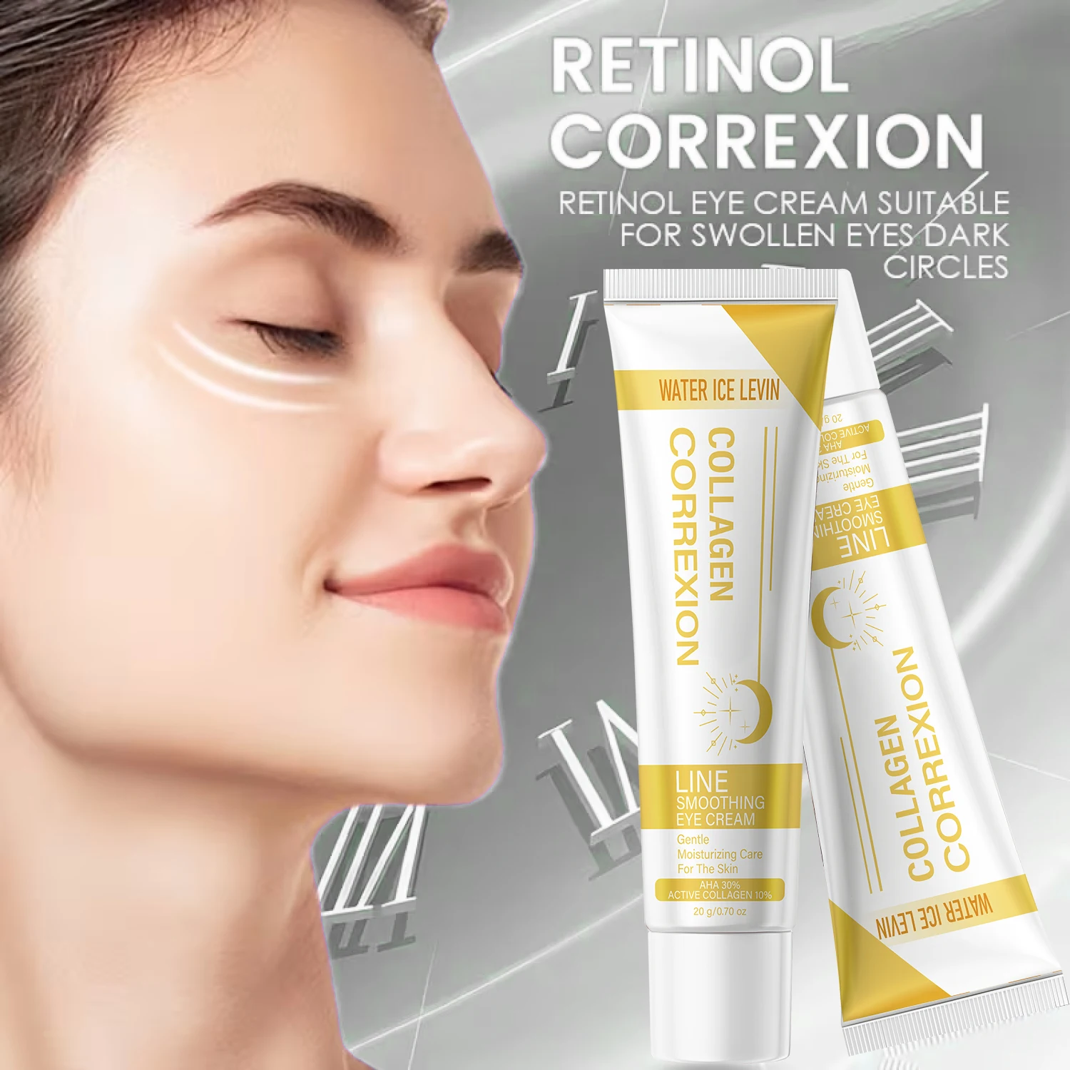 Water Ice Levin Collagen Correxion Line Smoothing Eye Cream All Skin Types 360 Roller Firming Hydrating 20g