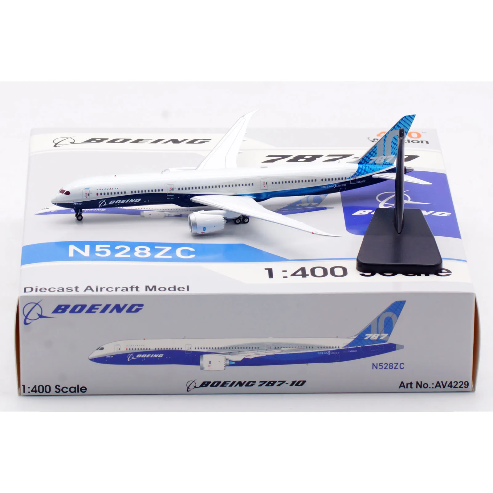 AV4229 Alloy Collectible Plane Gift Aviation 1:400 Boeing 'House Color' B787-10 Diecast Aircraft Jet Model N528ZC With Tractor