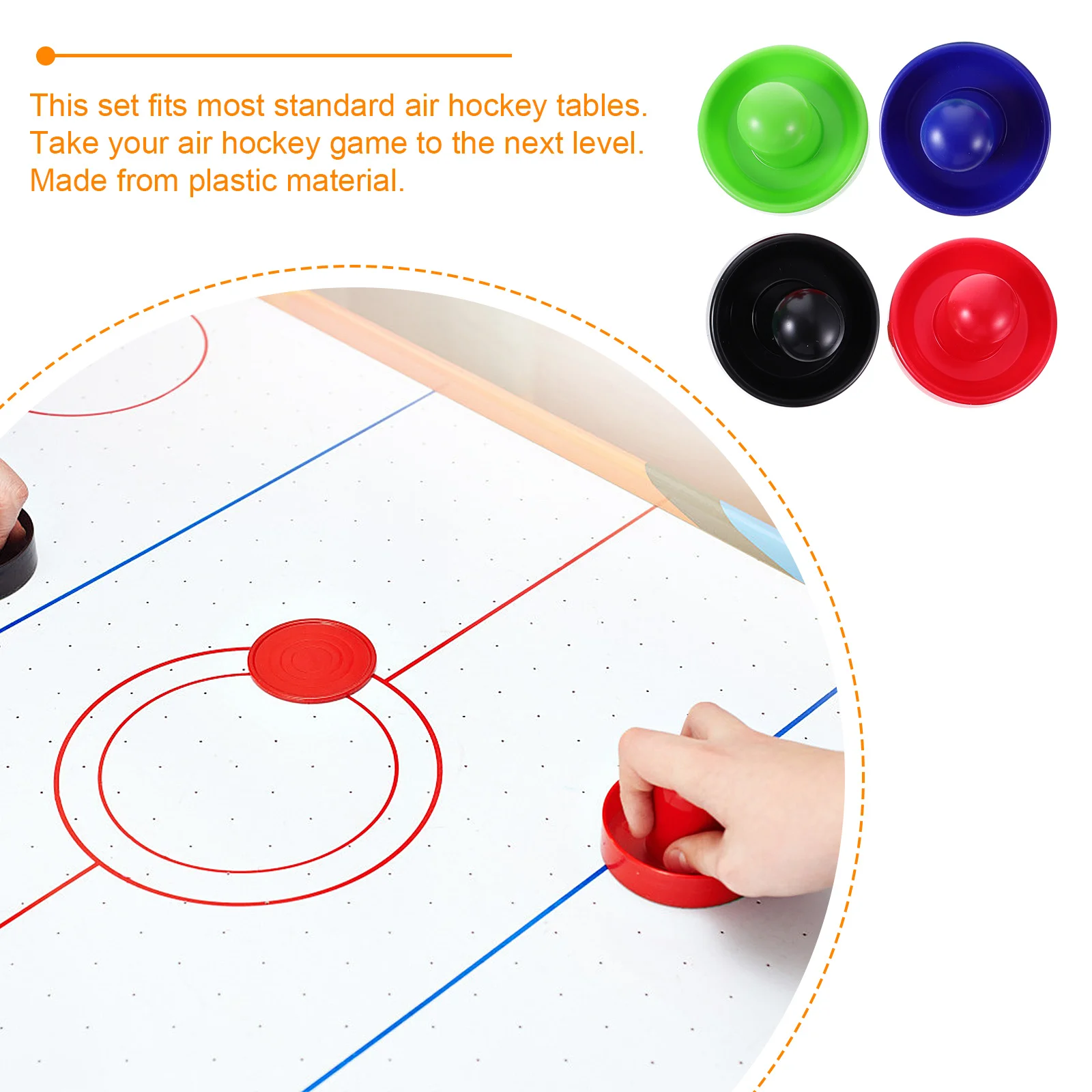 

1 set Air Hockey Pushers Plastic Replacement Accessories For Table Thick Pad Smooth Glide High Impact Resistance Lightweight