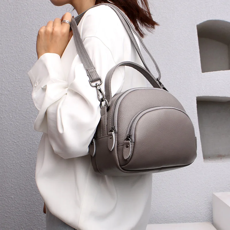 Genuine Top layer Leather Fashion Women Bag High Quality Multi Layer Zipper Shoulder Bag Small Shell bag Ladies CrossBody Bag