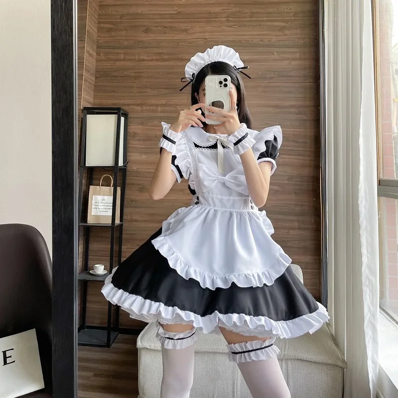 13Plus Size Halloween Meid Cosplay Kostuums Anime Cartoon Zwart Wit Lolita Jurk Zoete Boog Knoop Student Kawaii Sailor Uniform