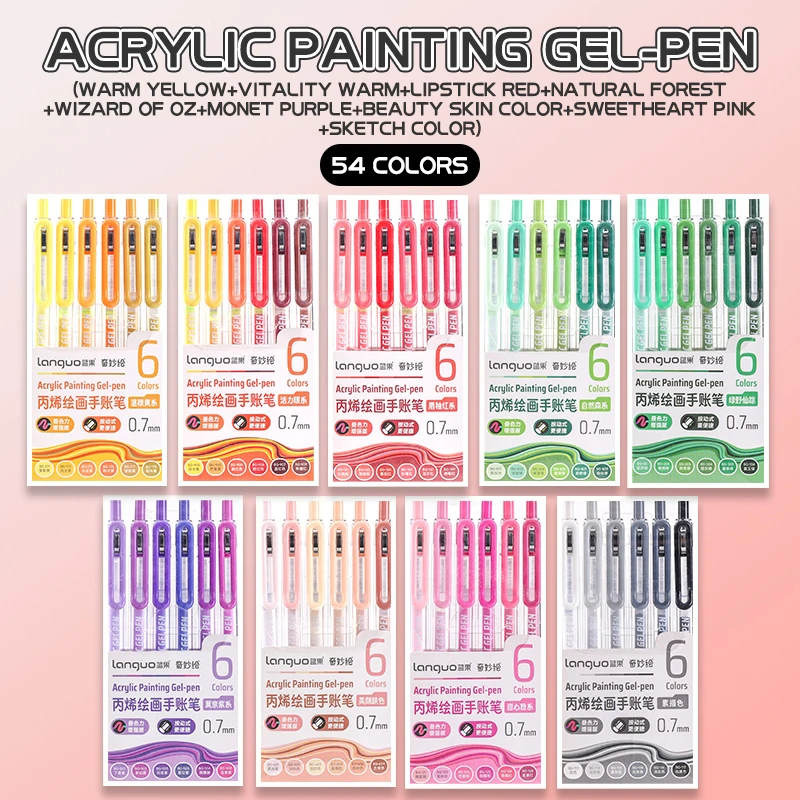 6-90 Farben Languo Acryl-Gelstift-Set, Handbuch-Stift, mehrfarbiger Neutralstift, Schreib- und Zeichenstifte für Schüler, D200 – Detail 30
