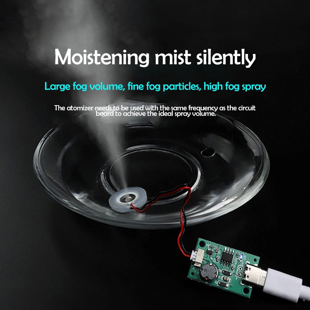 DC5V Type-C USB Ultrasonic Humidifier DIY Kits Mist Maker and Driver Circuit Board Fogger Atomization Film Atomizer Sheet