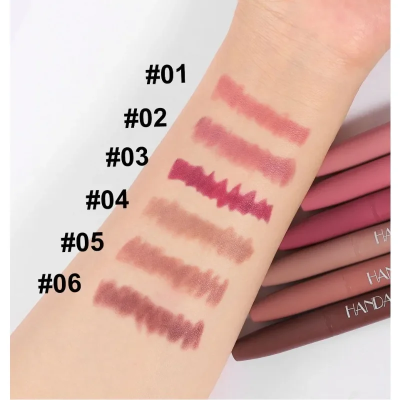 2025 New 6 Colors Matte Waterproof Velvet Nude Lipstick Pencil Lip Liner Sexy Red Pink Pigments Makeup Long Lasting