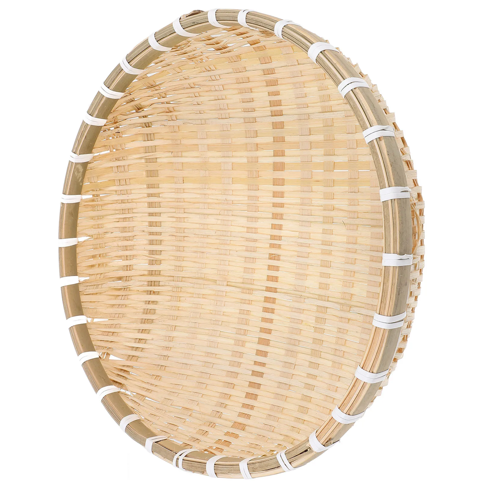 

Bamboo Fruit Basket Handwoven Kitchen Storage Bowl Counter Wicker Food Container Round Drainage Sturdy Versatile Organization