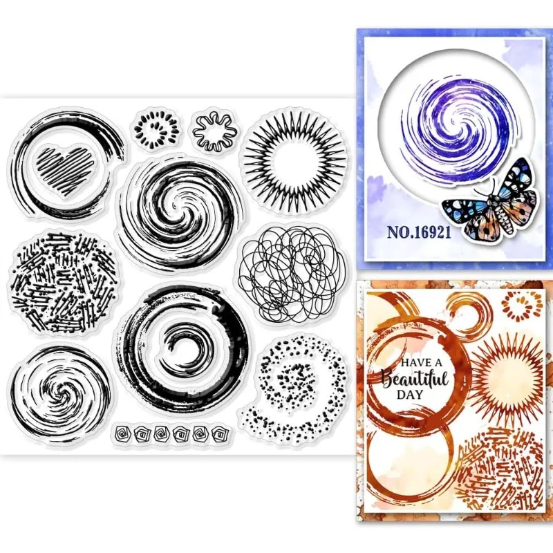 1pc Eddy Background Clear Stamp Mixed Shapes Stamp for DIY Scrapbooking Photo Album Decorative Cards Making Home Decoration