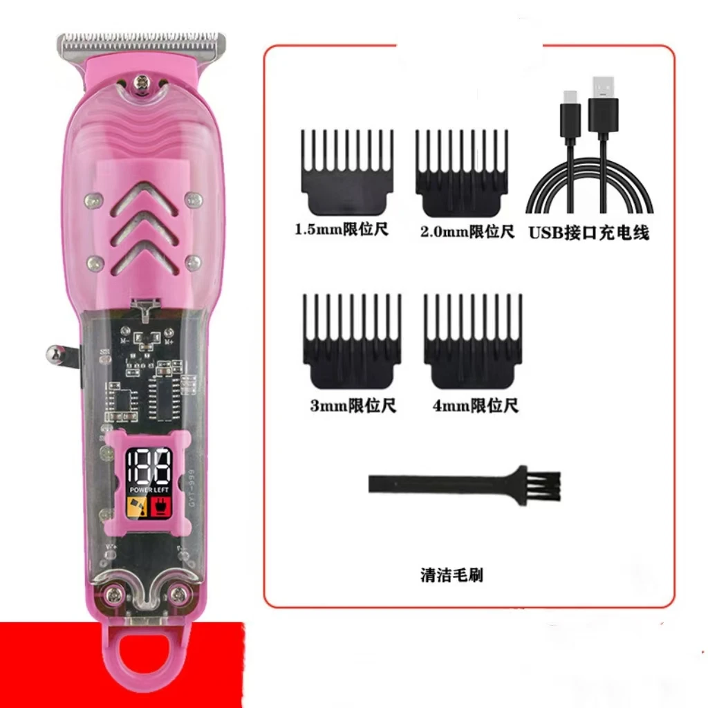 Transparent hair clipper with three adjustable levels for home or hair salon hair clippers