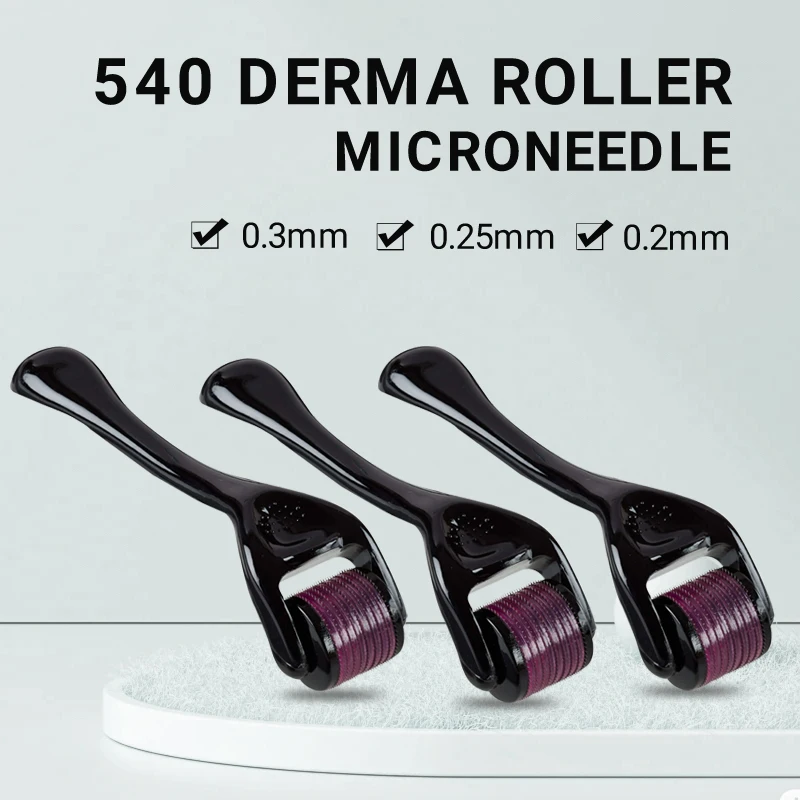 Derma Roller 0.2/0.25/0.3mm kuracja przeciw wypadaniu włosów tytanowa 540 igła wzrost broda przeciw zmarszczkom narzędzie do pielęgnacji skóry