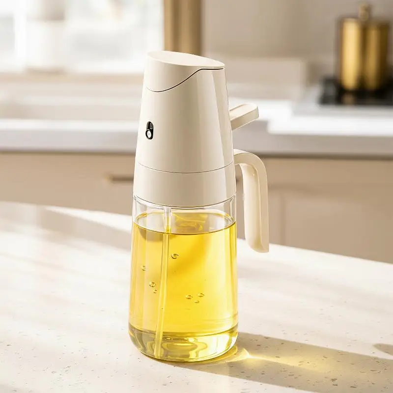 2in1 Oil Bottle With Spray Pour 500ML Multifunctional Kitchen Glass Oil Can For Cooking Sprayable And Pourable