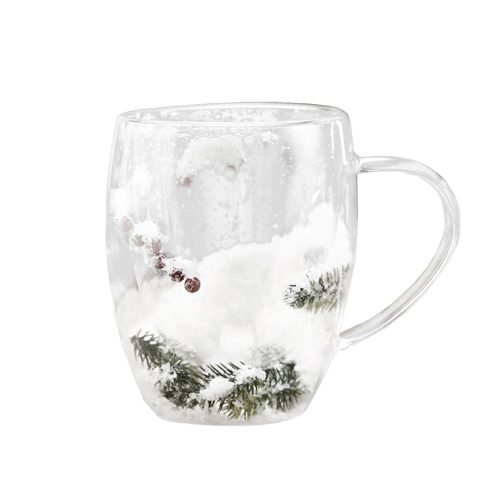 

300ml Christmas Snow Scene Cup Double-layer Heat Insulation High Boron Glass Milk Coffee Mug Xmas New Year Gifts Decoration