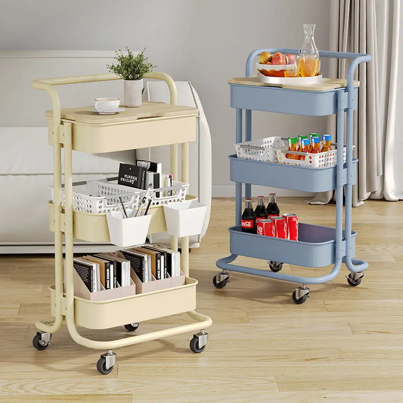 3/4-Tier Stainless Steel Trolley with Wheel Bar Kitchen Bathroom Bedroom Storey Snacks Storage Rack with Wheels Makeup Organizer