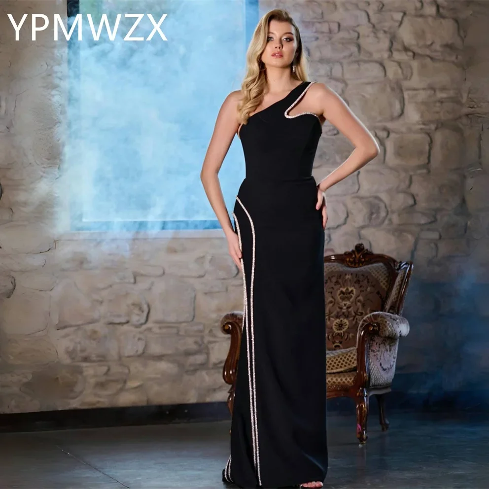 

Customized Evening Dress Party Occasion Formal Prom Gown YPMWZX One-shoulder Column Floor Length Skirts Vertically Bespoke