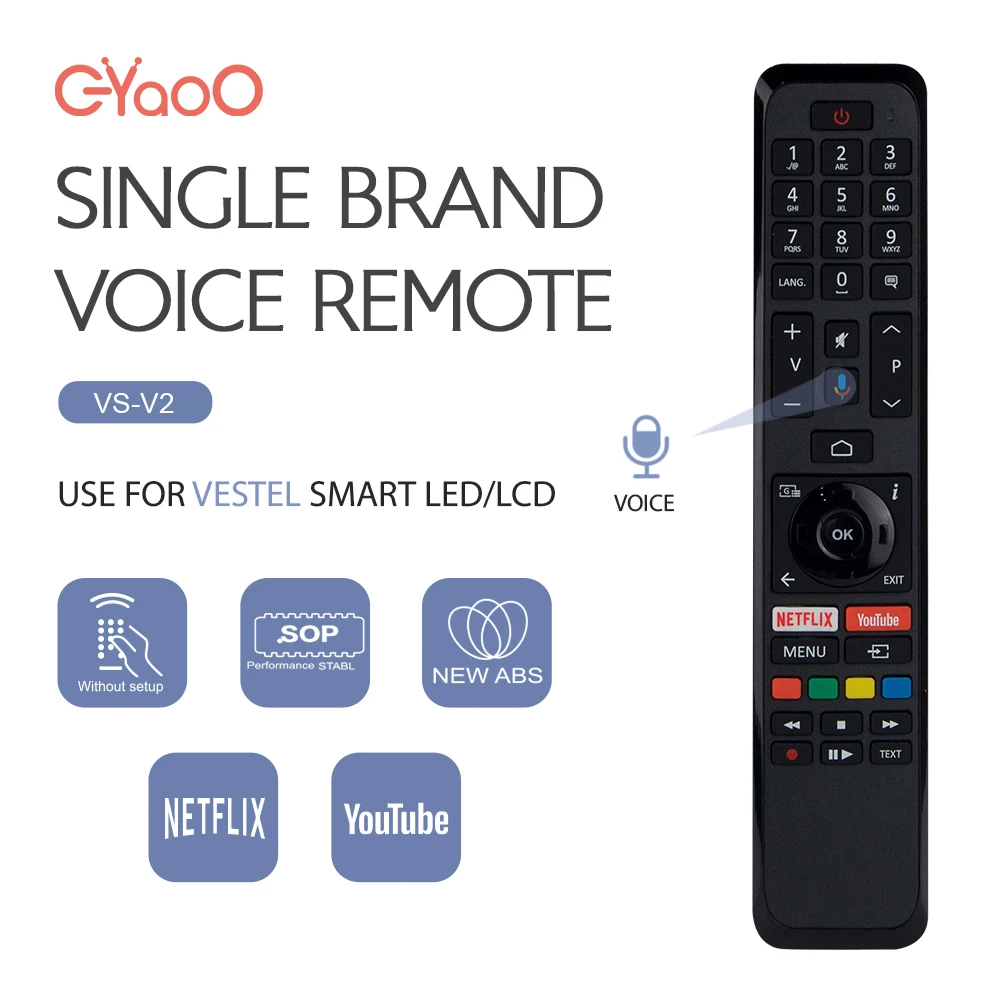 

VS-V2 CT-8556 RC43160 Пульт дистанционного управления для голосового телевизора, подходит для Vestel CT-8557/8555/8558 65UA2B63DB 43UA2063DA LT50VA6900P Smart TV