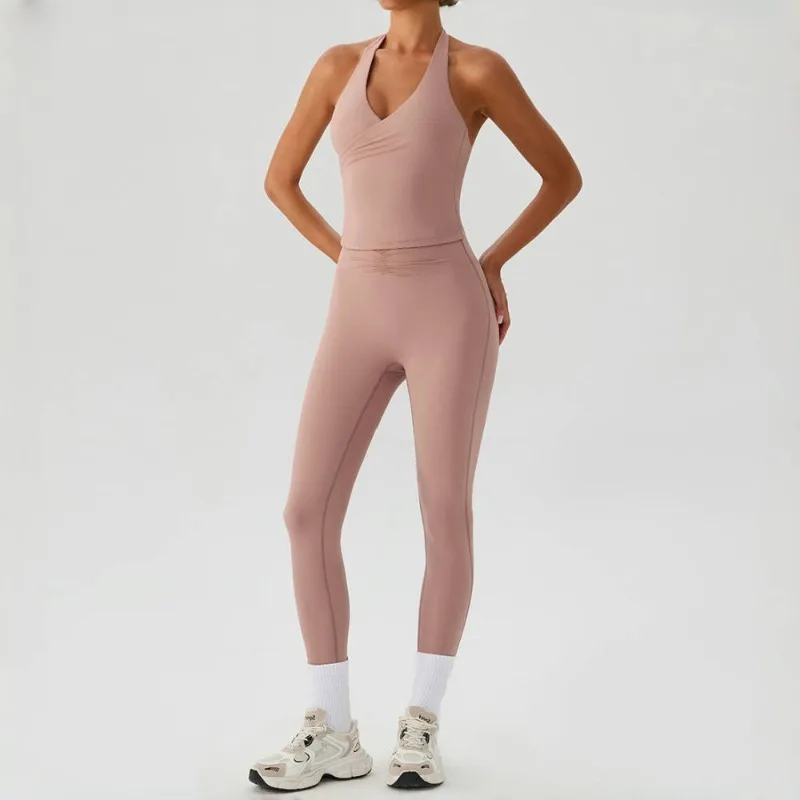 Set da yoga da donna in tinta unita con tappetino per il petto, vita alta e set per il sollevamento dell'anca, sport all'aria aperta, corsa, abbigliamento fitness per il tempo libero