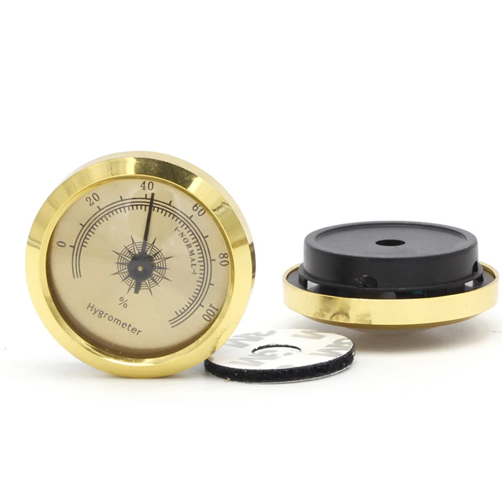 GALINER Travel Cigar Humidor Hygrometer Round Gold Accurate Hygrometer Portable Cigar Accessories For Cigars Case Box