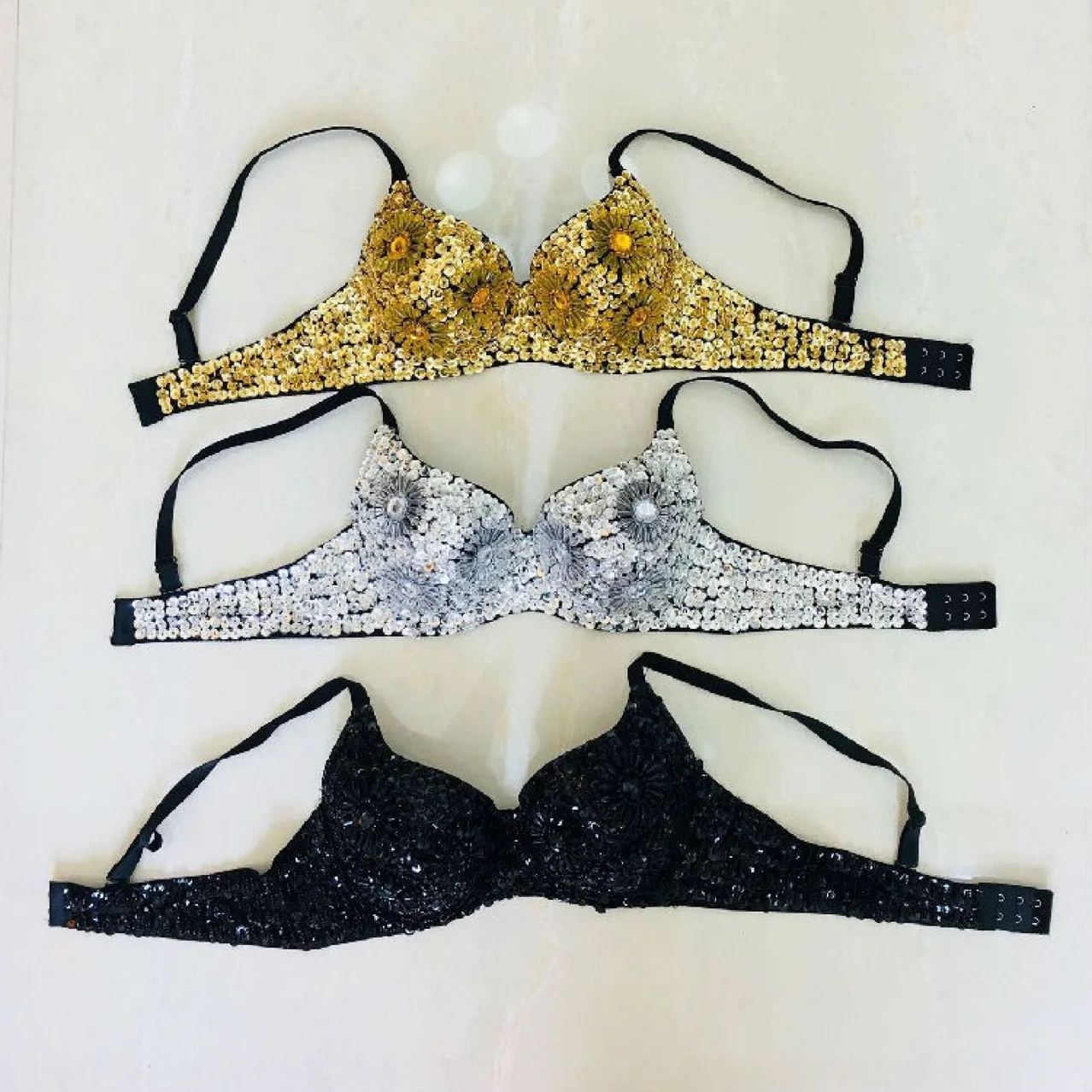 Hot Selling New Sexy Golden Sequins Push Up Bra Top Women Sexy Bra Corset Club Party Costumes Stylish Punk Gothic Bikini Tops