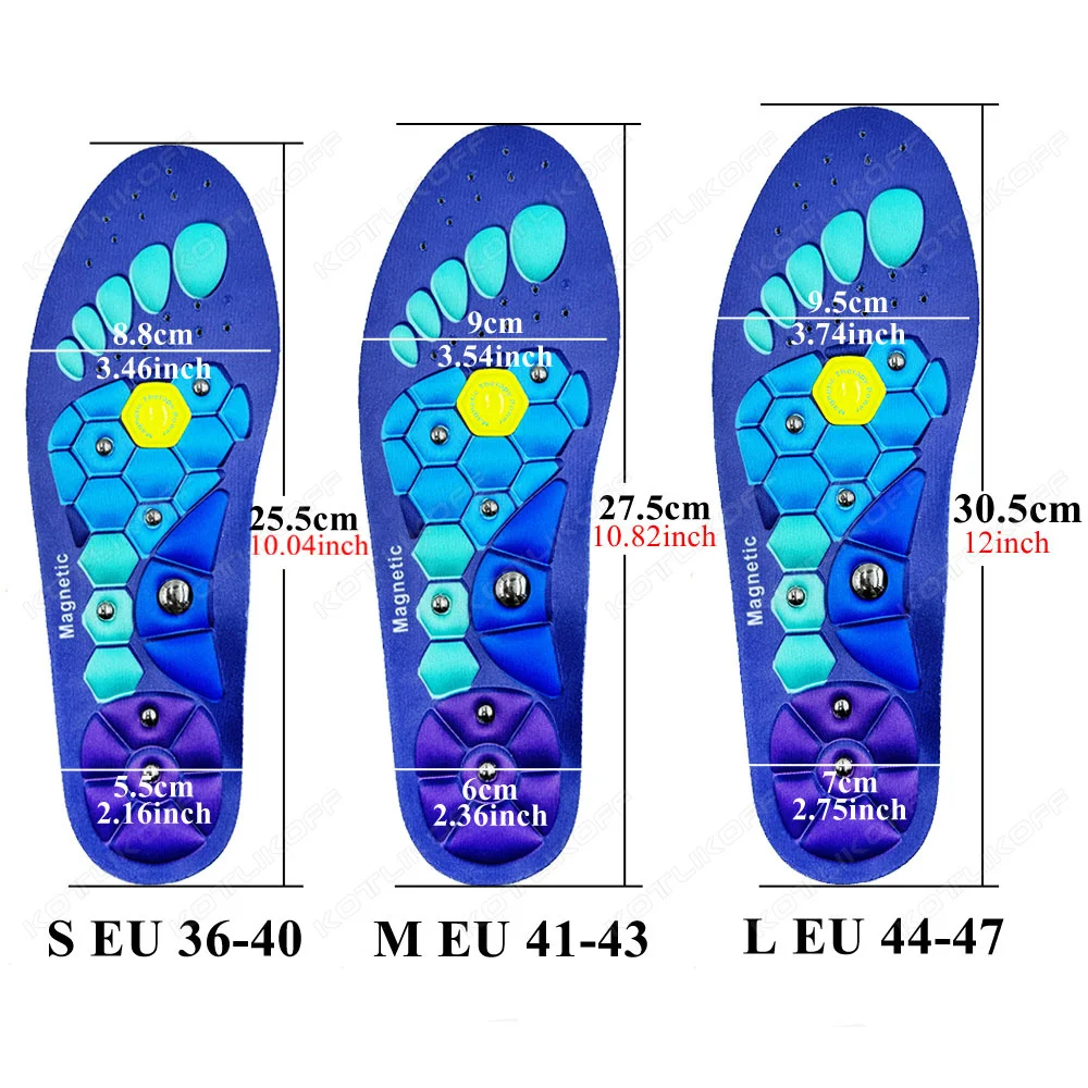 Sport Magnetic Therapy Massage Insoles for Shoes Unisex Foot Acupressure Soft Shock Absorption Deodorant Running Orthopedic Pads