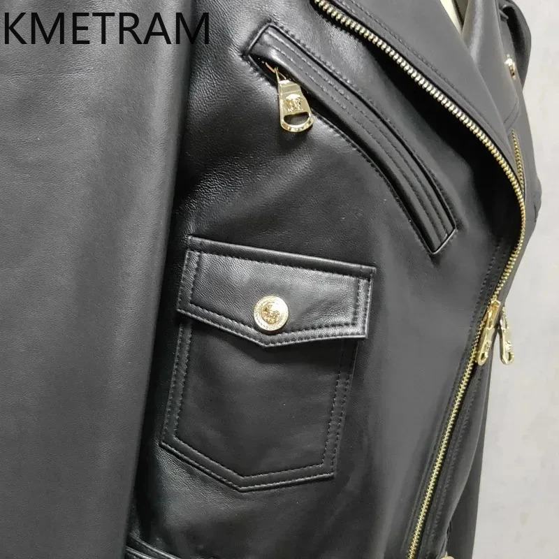 100%シープスキンジャケット レディース 高品質 ショート丈 ブラック 本革ジャケット バイカージャケット 秋服 2025 レディース レザージャケット