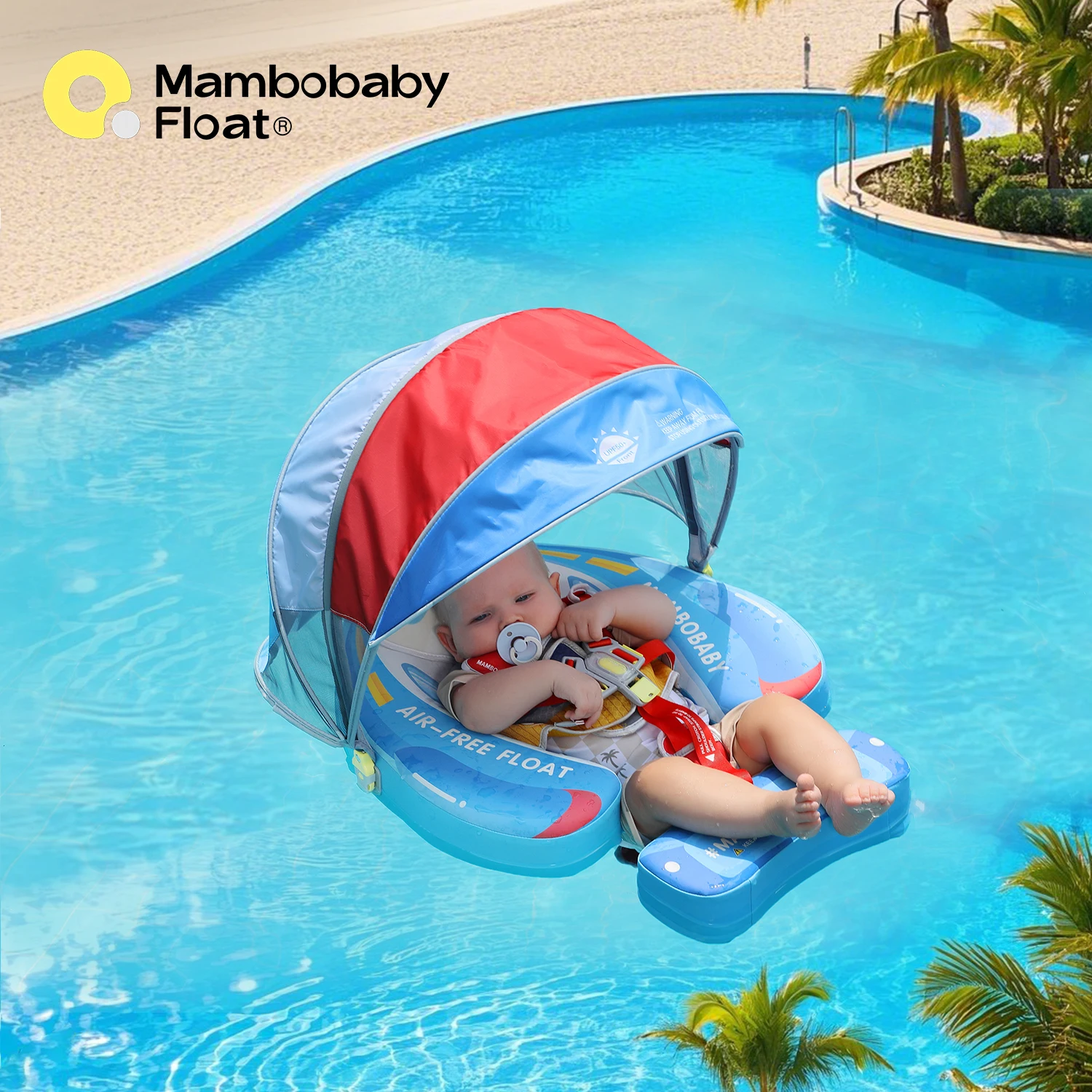 Mambobaby Float No Chemical Odor Canopy Sunshade Comfort Skin-friendly Baby Swimming Ring Toddler Pool Float Infant Float Ring