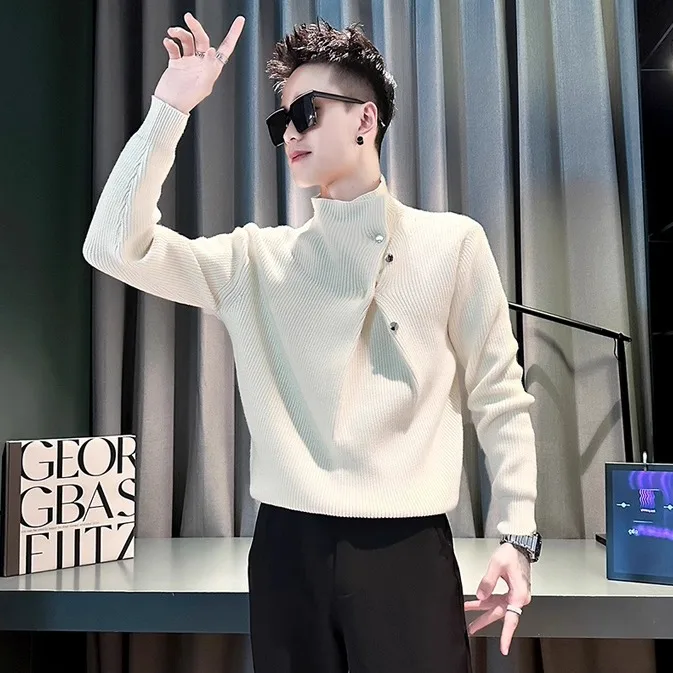 

Sli High Ne Knitwear Men's Faion Inner irt Base Layer Soft Double Knit American Sle Commute Warm Thiened M M...