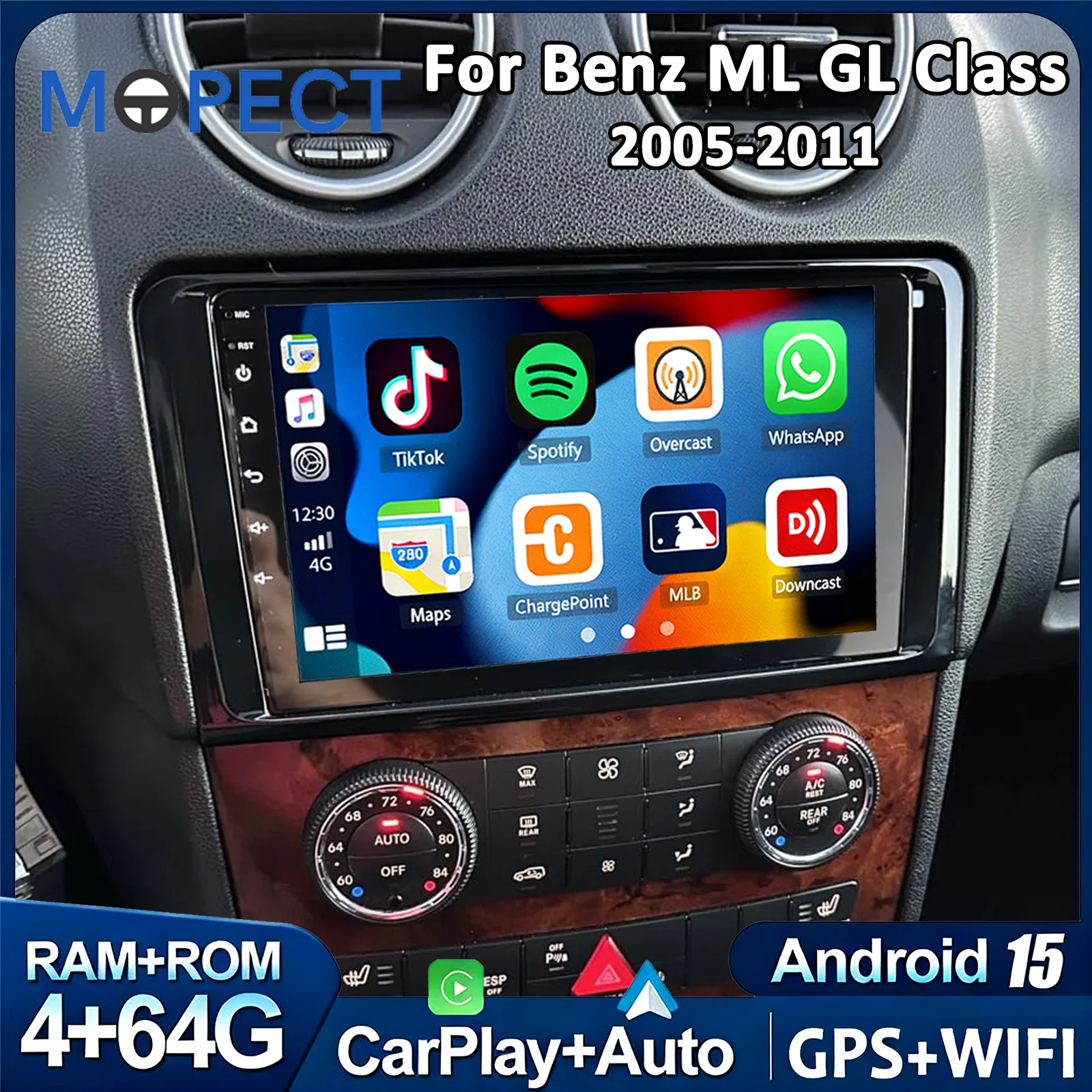 MOPECT DAB+ Android 15 per Benz GL ML W164 ML350 ML500 X164 2005-2012 Autoradio Multimedia Video Player GPS Stereo CarPlay FM