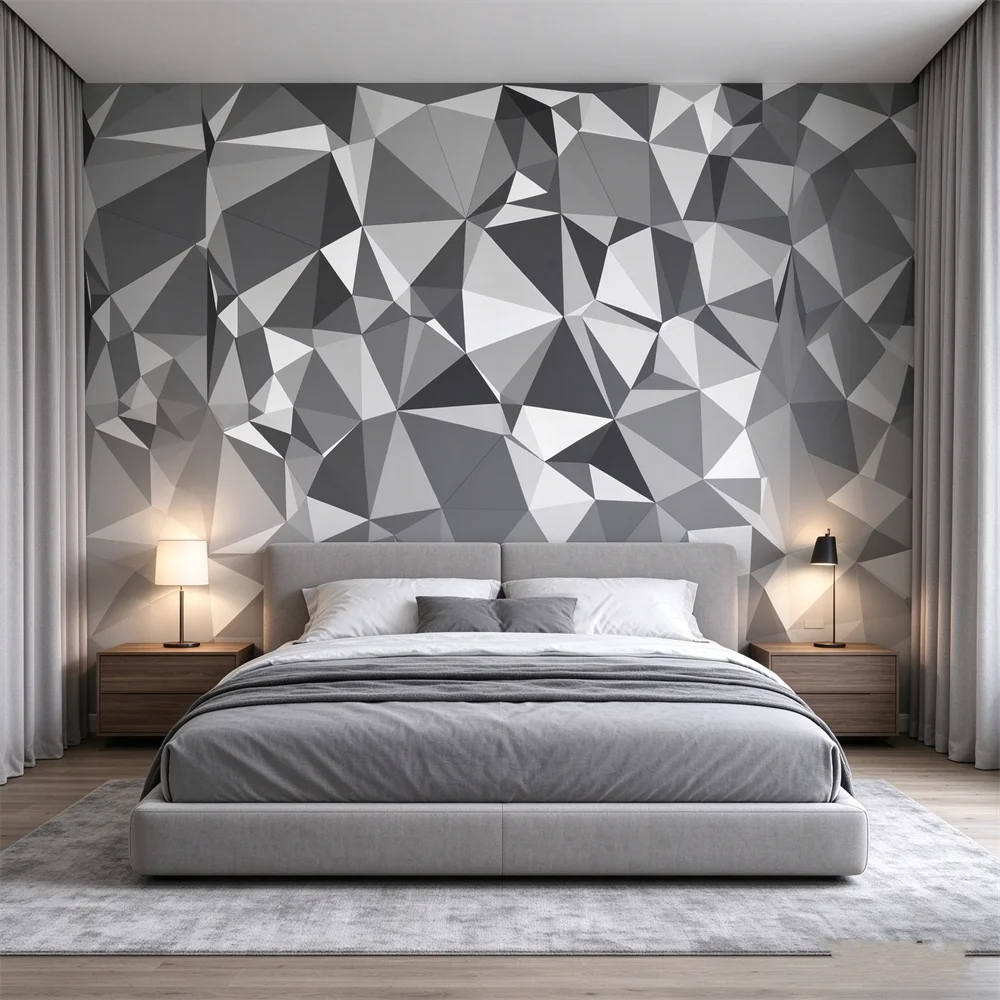 custom Geometric abstract gray triangle wall paper living room decoration modern wallpaper 3D art mural wall covering Stickers