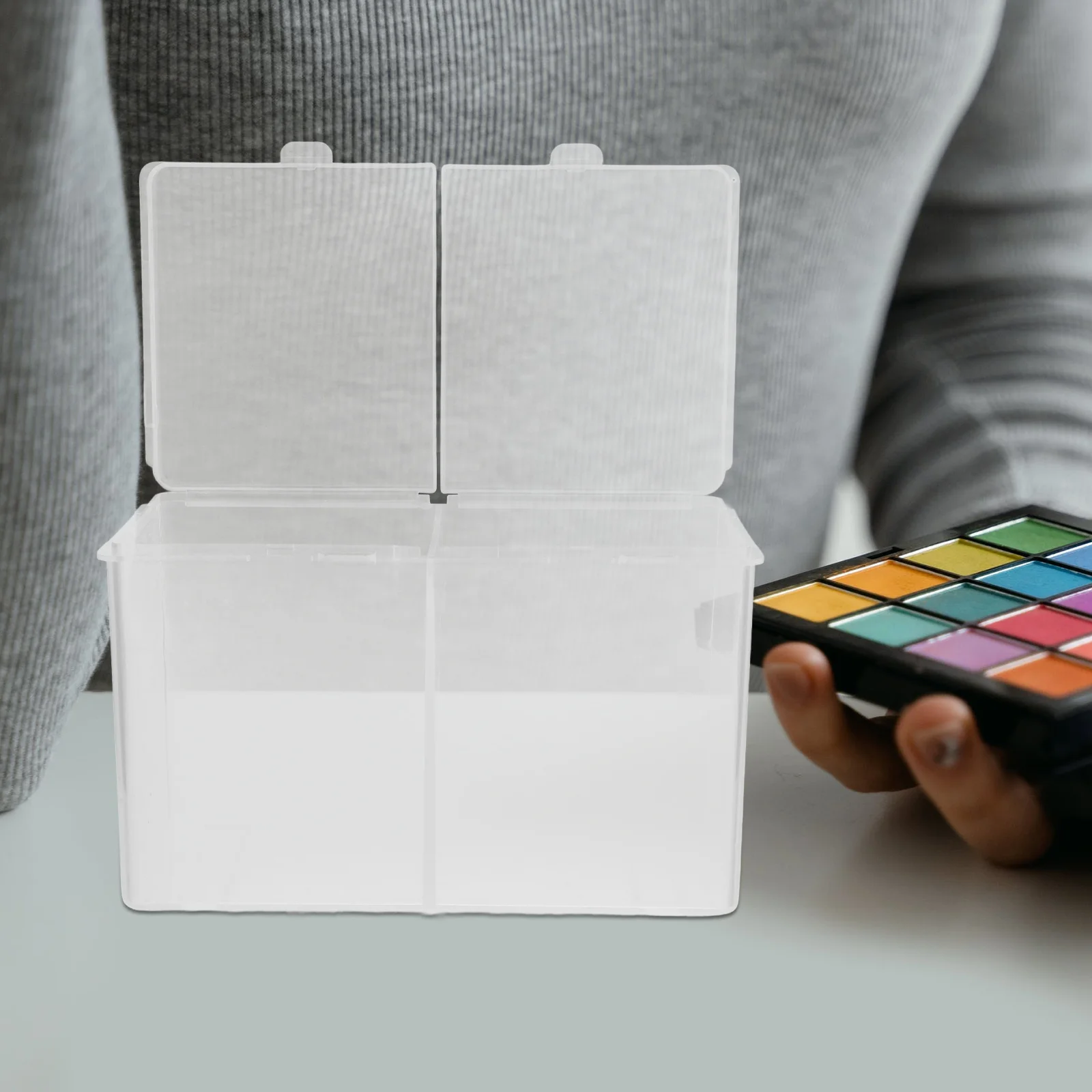 

2Pcs Makeup Cotton Storage Box Durable Transparent Container for Bathroom Bedroom Living Room Multi-Function Storage