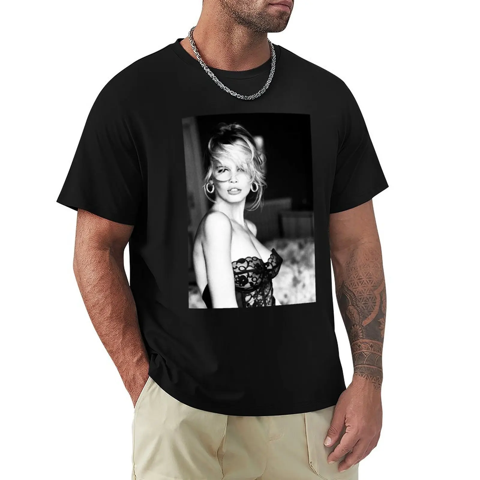 تي شيرت كلوديا شيفر برسومات كبيرة الحجم، قمصان مصممة للملابس للرجال #3