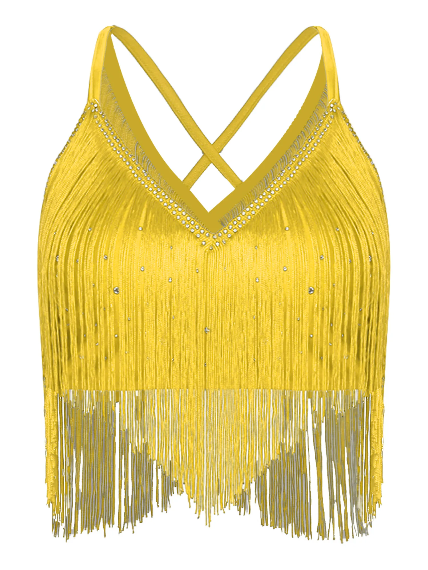 ملابس النساء اللاتينية التانغو شرابة أداء الرقص بلا أكمام هامش المحاصيل الأعلى وتنورة حزام مطاط لملابس الرقص تشا تشا #3