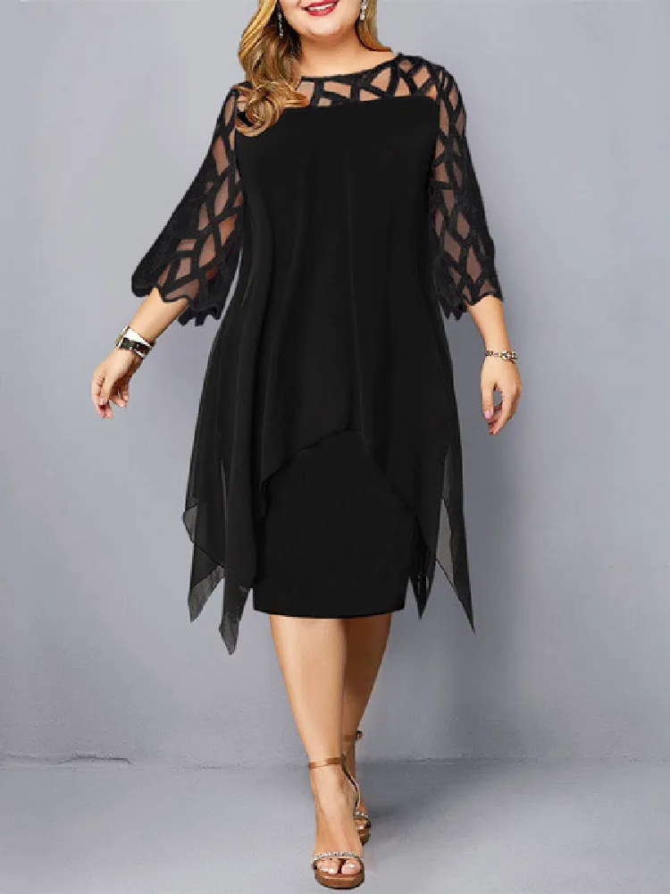 Plus Size Dresses for Women 3xl 4xl 5xl 6xl Lace Large Sizes Evening Dress Black Elegant Clothing Big Extra Party Dress 2024