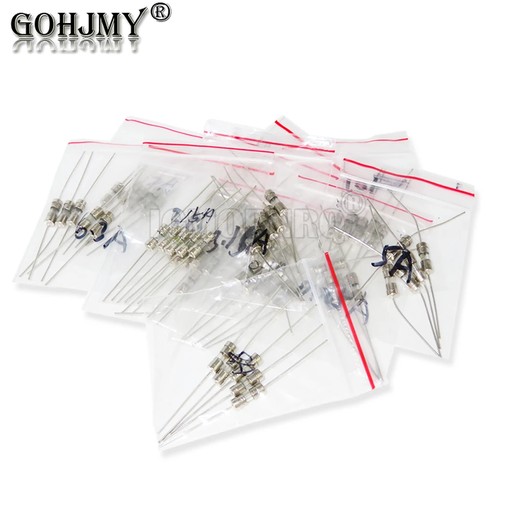 

60PCS 3.6*10 type Glass fuse Fast Slow blow 250V 0.5A 1A 1.5A 2A 3A 3.15A 4A 5A 6.3A 8A 10A 15A With pin 3.6x10 0.1A-15A