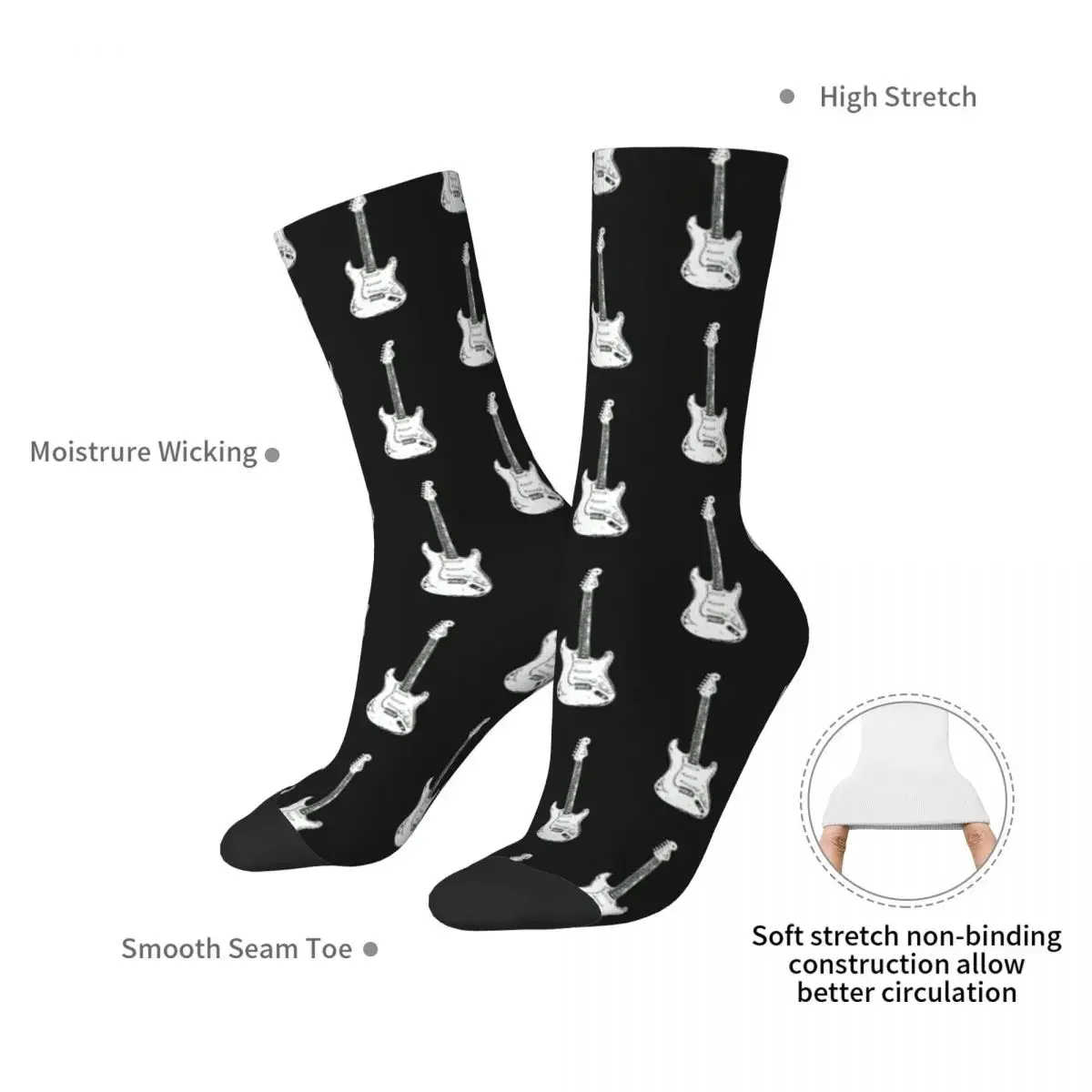 Guitar Design Socks Harajuku High Quality Stockings All Season Long Socks Accessories for Unisex Birthday Present