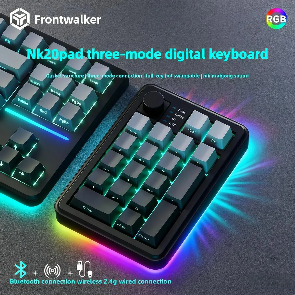 

NK20PAD Wireless Bluetooth Numeric Tri-mode Keypad Gasket structure Side-engraved All-key hot-plugging Keyboard For PC Laptop